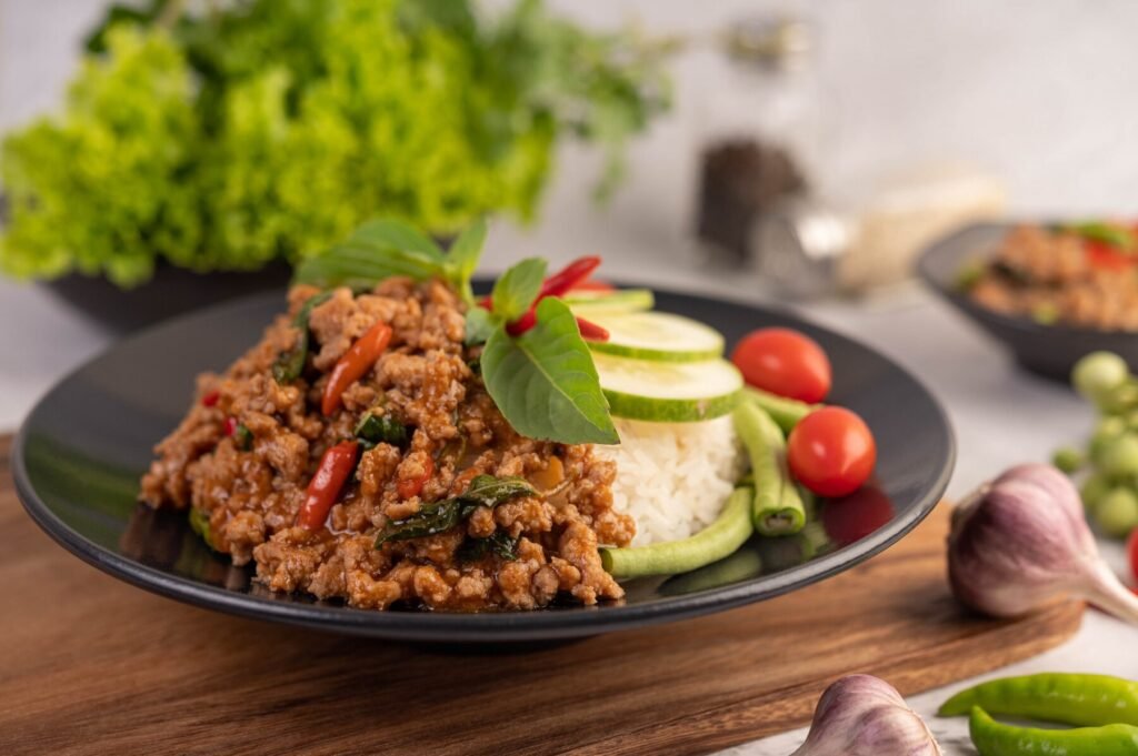 a plate of food on a table