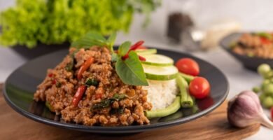 a plate of food on a table