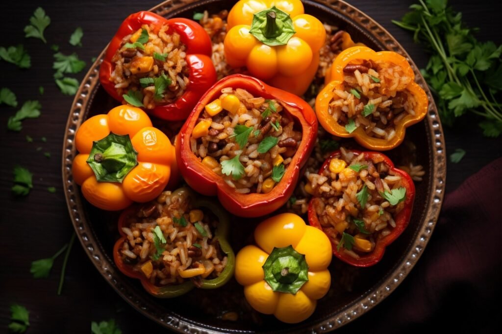 a plate of stuffed peppers