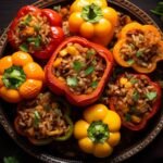 a plate of stuffed peppers